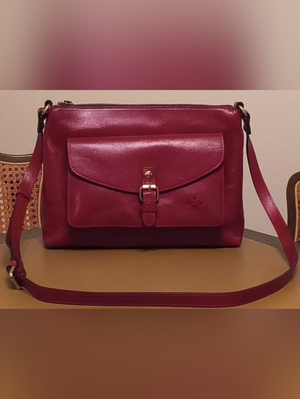 Patricia Nash Avellino Leather Crossbody Organizer Bag - Lava Red